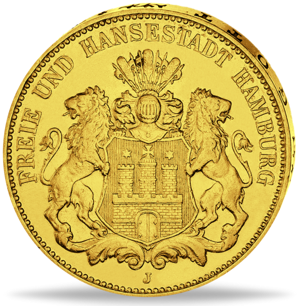 Hamburg 10 Mark „Stadtwappen“ 1913 - Gold - Münze Vorderseite