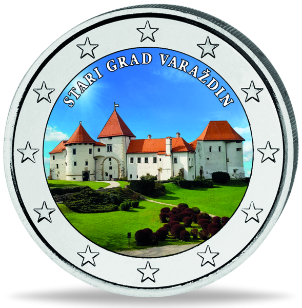 Kroatien, 2 Euro Stadt Varzdin, 2024 mit Farbapplikation - Münze Vorderseite