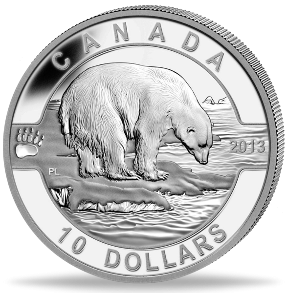 10 Canada-Dollar Eisbär - Münze Vorderseite