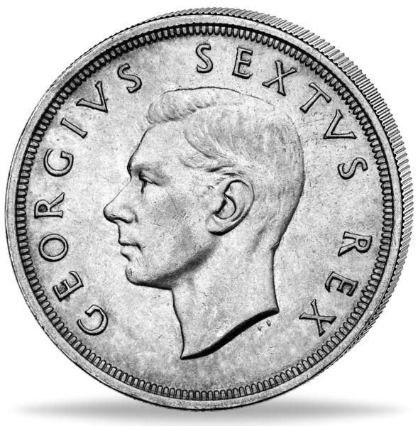 Südafrika, 5 Shilling 1950 Springbock, König Georg VI. - Münze Vorderseite