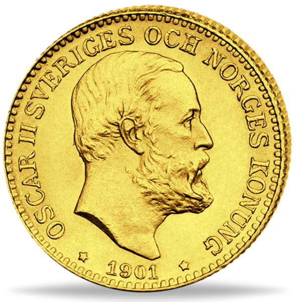 10 Schwedische Kronen Oskar II 1901 - Vorderseite Münze