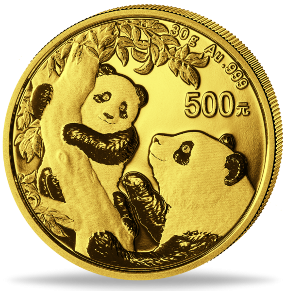 China, 500 Yuan Panda 30 g Gold, 2021 - Münze Vorderseite