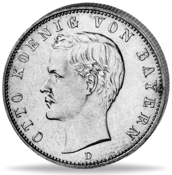 Bayern 2 Mark „König Otto“ Kleiner Adler 1888 - Silber - Münze Vorderseite