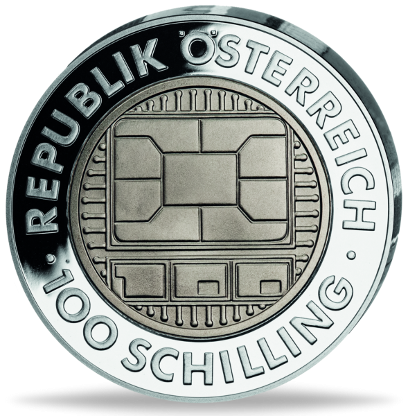 100 Schilling 2000 Millenium, Bi-Metall (Silber/Titan) PP - Münze Vorderseite