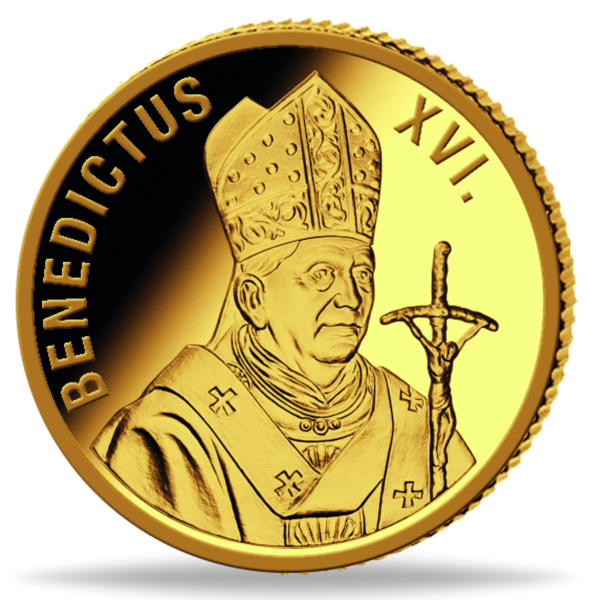Goldgedenkprägung Benedikt XVI. - Abdankung - Münze Vorderseite