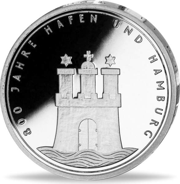 10 Deutsche Mark 800 Jahre Hamburger Hafen - Vorderseite BRD Münze