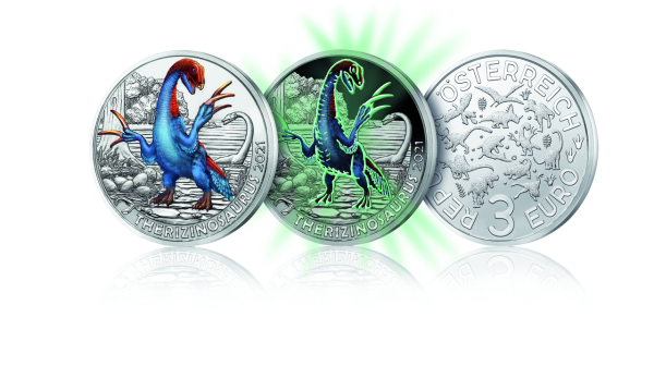3 Euro Therizinosaurus - Vorderseite Münze I