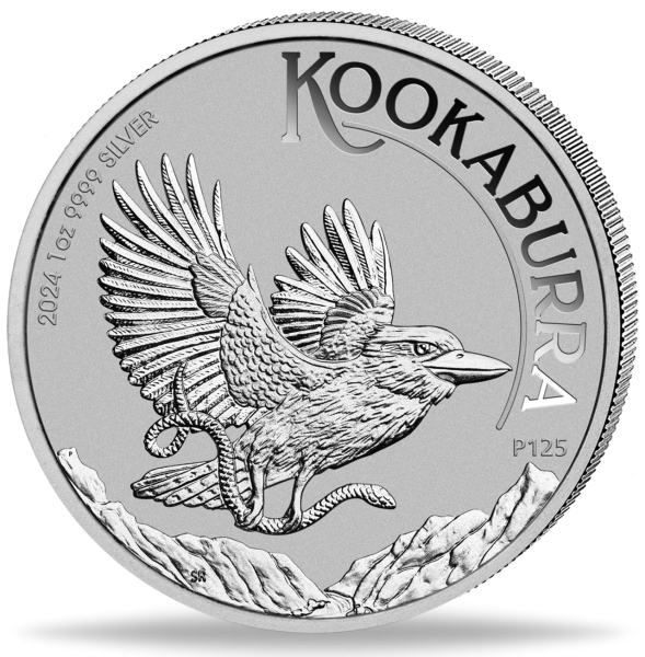 Australien 1 Dolla Koookaburra 1 Unze Silber 2024 - Münze Vorderseite
