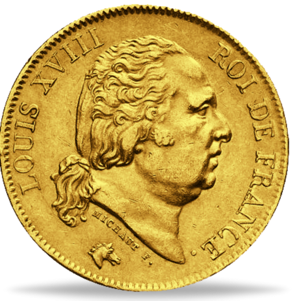 40 Französische Francs Louis XVIII - Vorderseite Münze