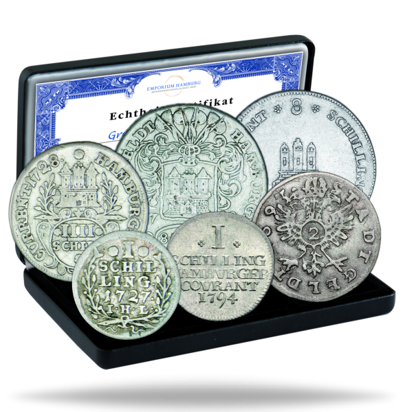 Hamburg, Schilling-Silbersatz 1693-1797 (6 Mz.) - Satzbild