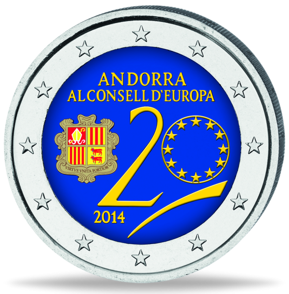 2 Euro Andorra 20 Jahr im Europa-Rat - Vorderseite Münze