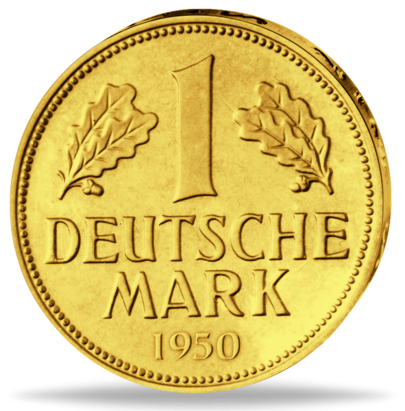 Die erste D-Mark der BRD mit reinstem Gold veredelt - Münze Vorderseite