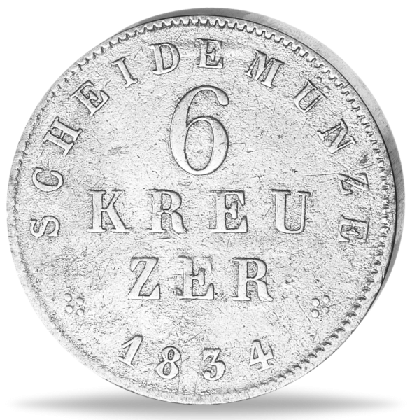 6 Kreuzer Großherzogtum Hessen - Vorderseite Münze