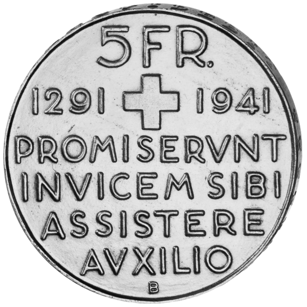 5 Sfr Ruetli Schwur 1941 - Münze Rückseite