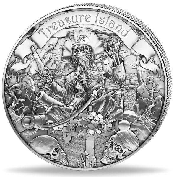 Niue 2 Dollar Treasure Island 1 Unze Silber 2026 - Münze Vorderseite