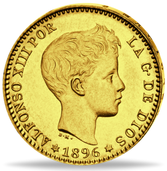 20 Pesetas_Alfonso_XIII - Vorderseite Münze