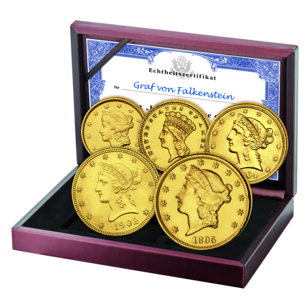 USA, Gold-Kollektion (5 Münzen) Liberty Head - Satzbild