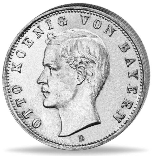 Bayern 2 Mark „König Otto“ Großer Adler 1898 - Silber - Münze Vorderseite