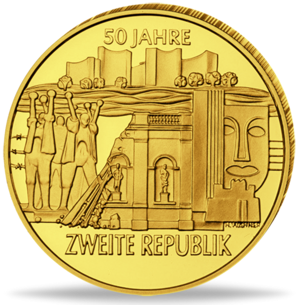Österreich, 1.000 Schilling 1995, 50 Jahre Zweite Republik - Münze Vorderseite