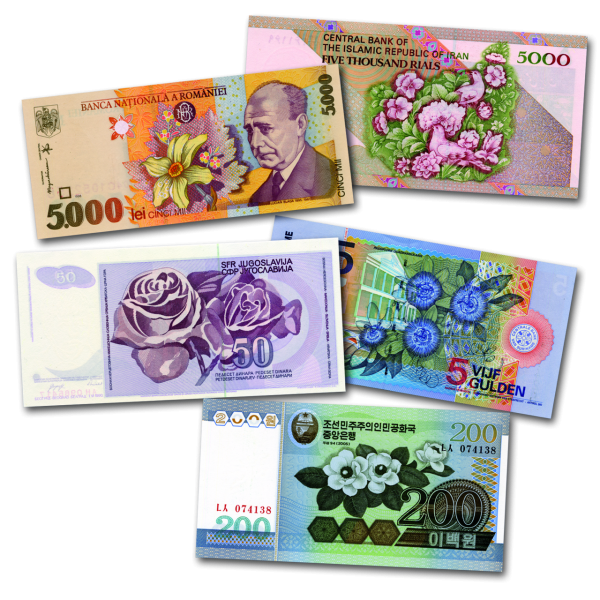 Banknotensatz Blumen