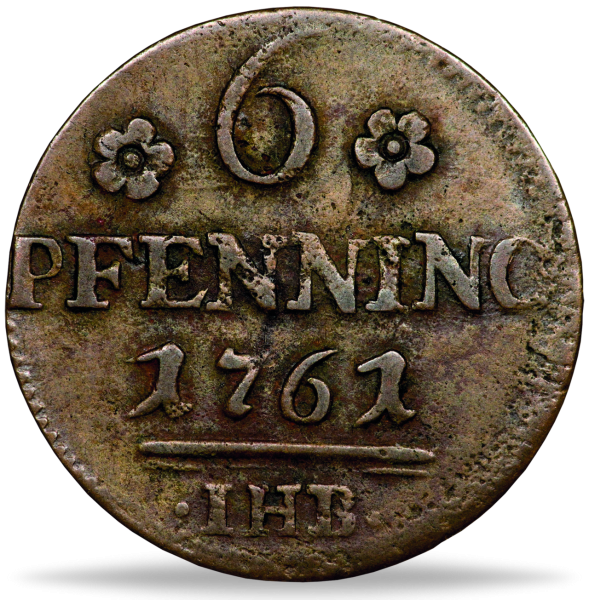 ROSTOCK, 6 Pfennig 1761 IHB, Gaett.1247 - Münze Vorderseite