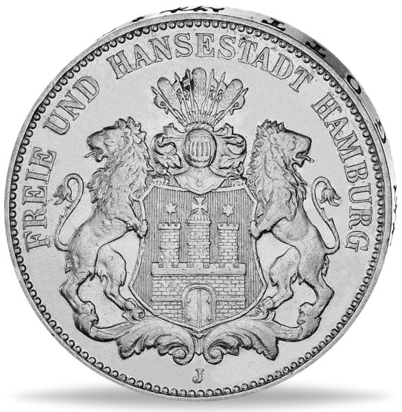 5 Mark 1888, Hamburger Stadtwappen - Vorderseite Münze