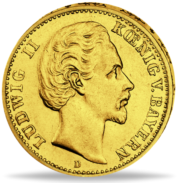 Bayern 10 Mark „König Ludwig II.“ 1875 - Gold - Münze Vorderseite