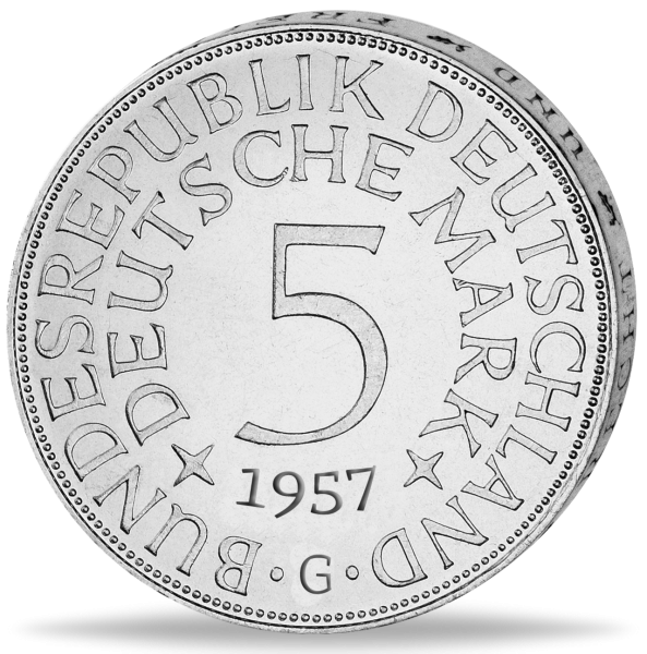 Bundesrepublik Deutschland, 5 DM 1957 G - J.387 Silberadler - Münze Vorderseite