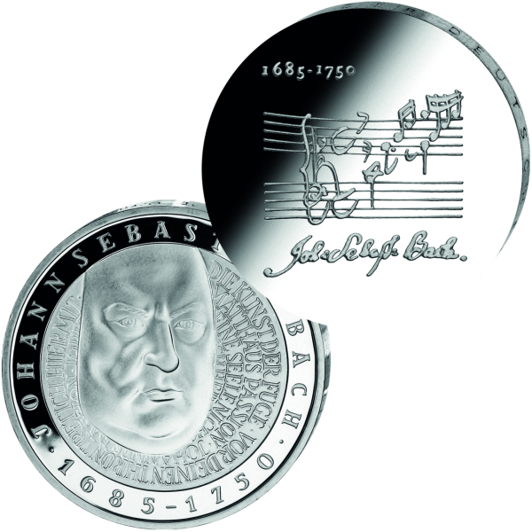 Deutschland (BRD & DDR), Silber-Satz Johann Sebastian Bach (2 Mz.) - Silber