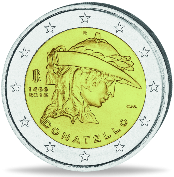 Italien, 2 Euro 550. Todestag von Donatello, 2016, bfr - Münze Vorderseite