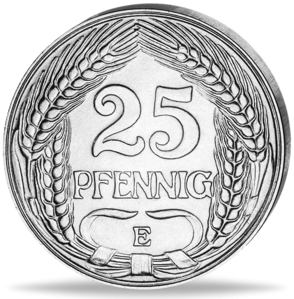 25 Pfennig „Großer Adler - E“ 1910 Stempelglanz - Münze Vorderseite
