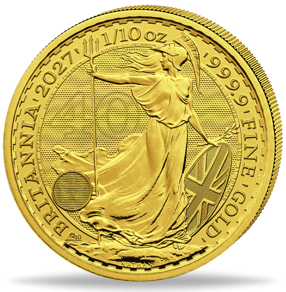 10 Britische Pfund Britannia 1/10 Unze Gold - Münze Vorderseite