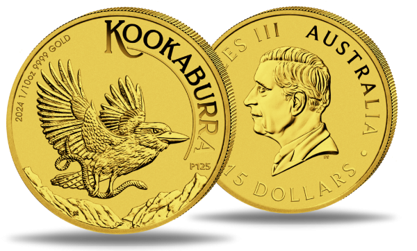 05005762024_20_Australien__15_AUS-Dollar_Kookaburra_-_1_10_Unze_Gold_2024_-_Muenze_Vorderseite_Australien__15_AUS-Dollar_Kookaburra_-_1_10_Unze_Gold_2024_-_Muenze_Rueckseite_VS_RS_