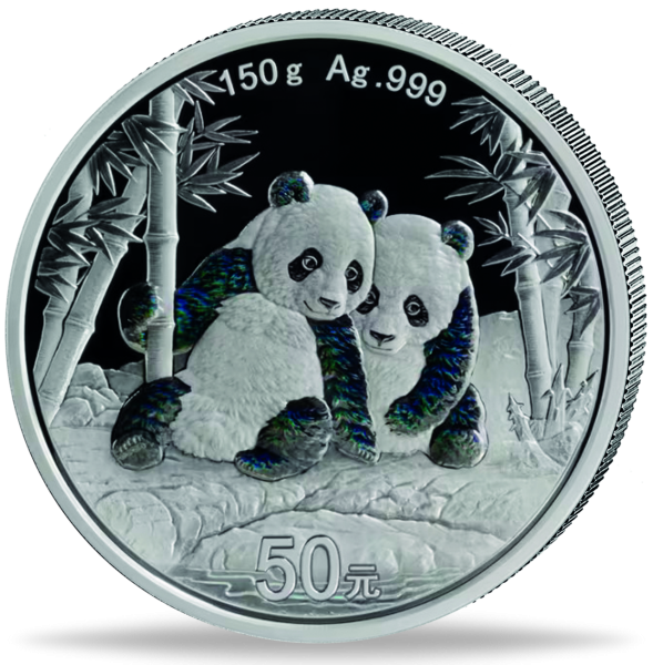 50 Yuan Panda 150g Silber - Münze Vorderseite