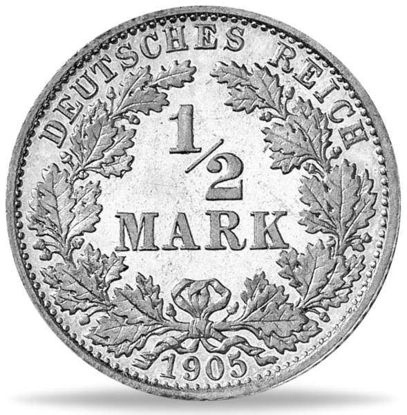 1/2 Mark „Großer Adler - E“ 1905 - Silber - Münze Vorderseite