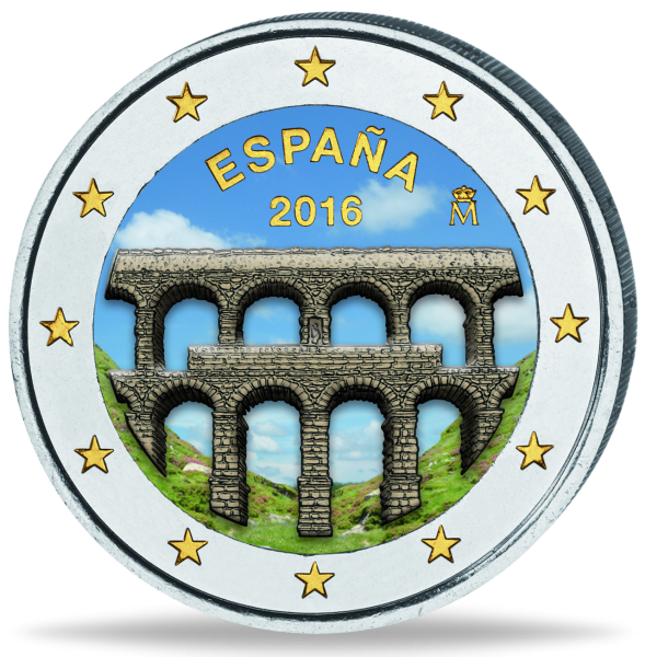 2 Euro Segovia Aquädukt Farbe - Vorderseite Münze