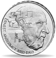 5 Schweizer Franken Ernest Ansermet - Münze Vorderseite 5 Schweizer Franken Ernest Ansermet - Münze Vorderseite