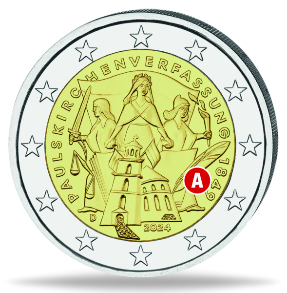 2 Euro, 175 Jahre Paulskirchenverfassung, 2024, A - Münze Vorderseite