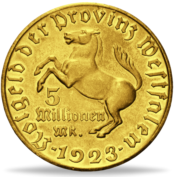 5 Millionen Mark „von Stein, Tombak vergoldet“ Stempelglanz - Münze Vorderseite