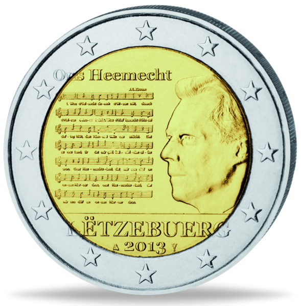2 Euro Hymne des Großherzogtums - Münze Vorderseite