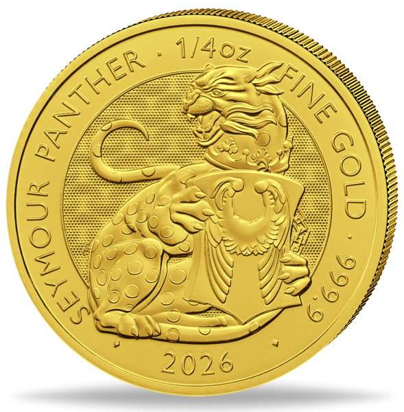 25 Pfund Tudor's Beast Seymore Panther 1/4 Unze Gold - Münze Vorderseite