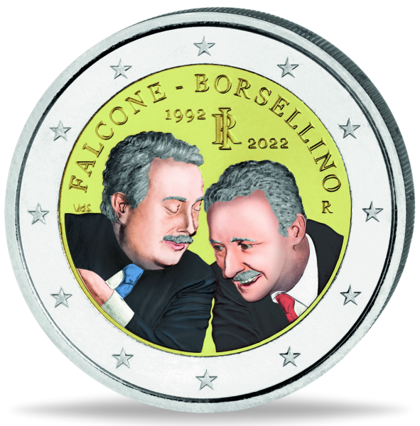 2 Euro Falcone Borsellino Farbe - Vorderseite Münze