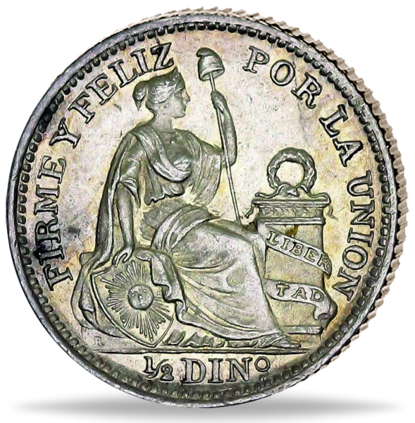 Peru, 1/2 Dinero Freiheitsgöttin - Münze Vorderseite