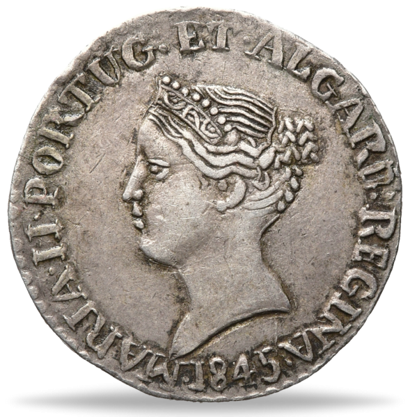 Portugisisch Indien, Pardau 1845, Königin Maria II. Münze Vorderseite