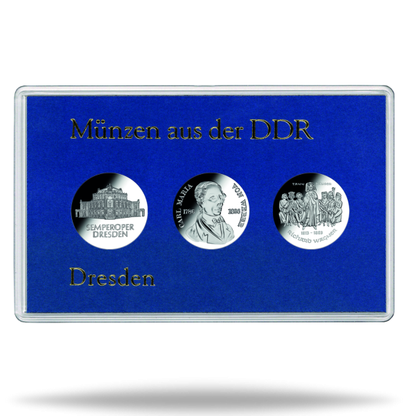 DDR-Themensatz 3 Münzen Dresden 10 Mark - Satzbild in Blister