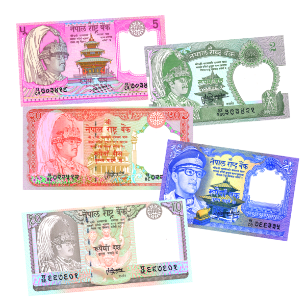 Banknotensatz Nepal - Gruppenbild