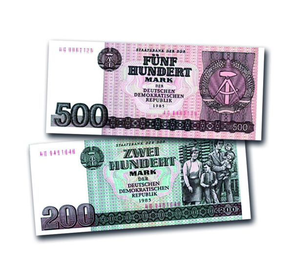 200 & 500 Mark DDR Banknotensatz - Gruppenbild