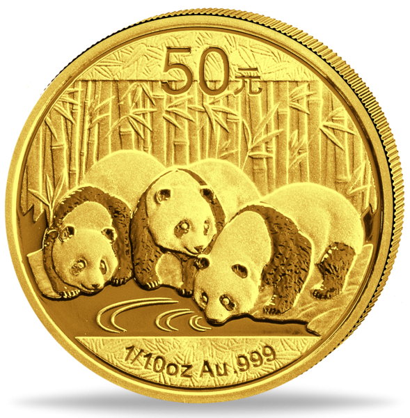 50 Yuan Panda 1/10 Unze Gold - Münze Vorderseite