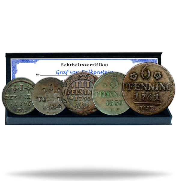 Pfennig-Kollektion Hansestadt Rostock 1702-1864 (5 Mz.) - Satzbild