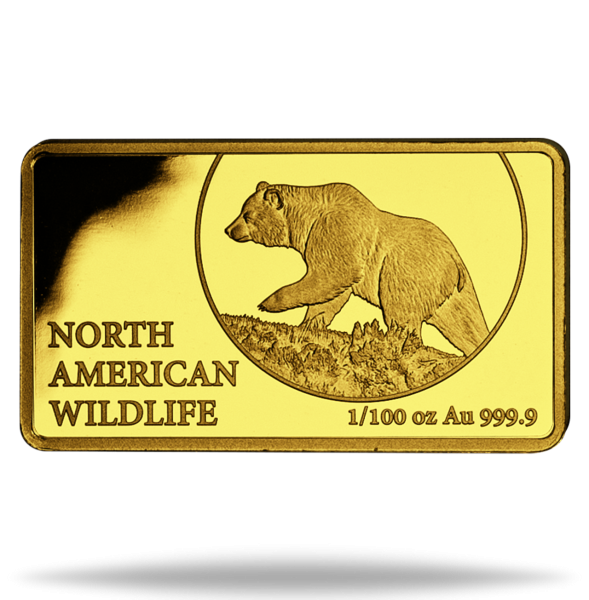 1/100 Unze Grizzlybär Anlage-Barren Gold - Vorderseite